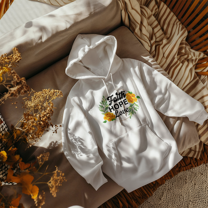 Faith Hope Love Hooded Sweatshirt – Gift for Her - Gift for Him