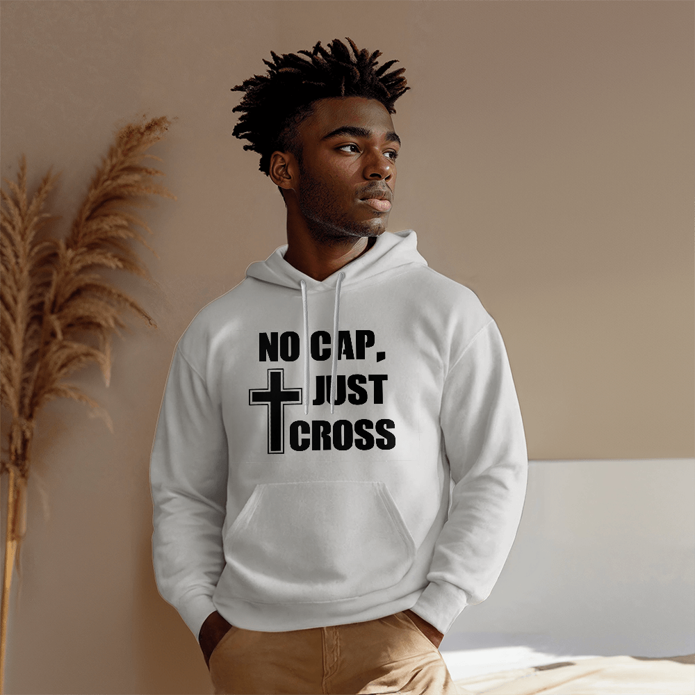 No Cap, Just Cross (Black) - Gildan 18500 Unisex Hooded Sweatshirt Front Print - Gift for Her - Gift for Him