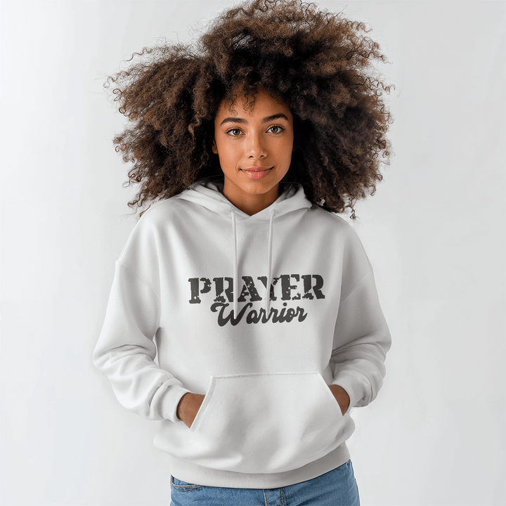 Prayer Warrior (Black) Hooded Sweatshirt – Gift for Her - Gift for Him