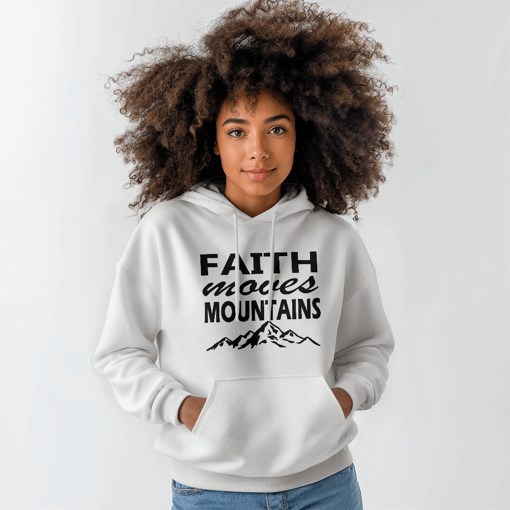 Faith Moves Mountains (Black) Hooded Sweatshirt – Gift for Her - Gift for Him