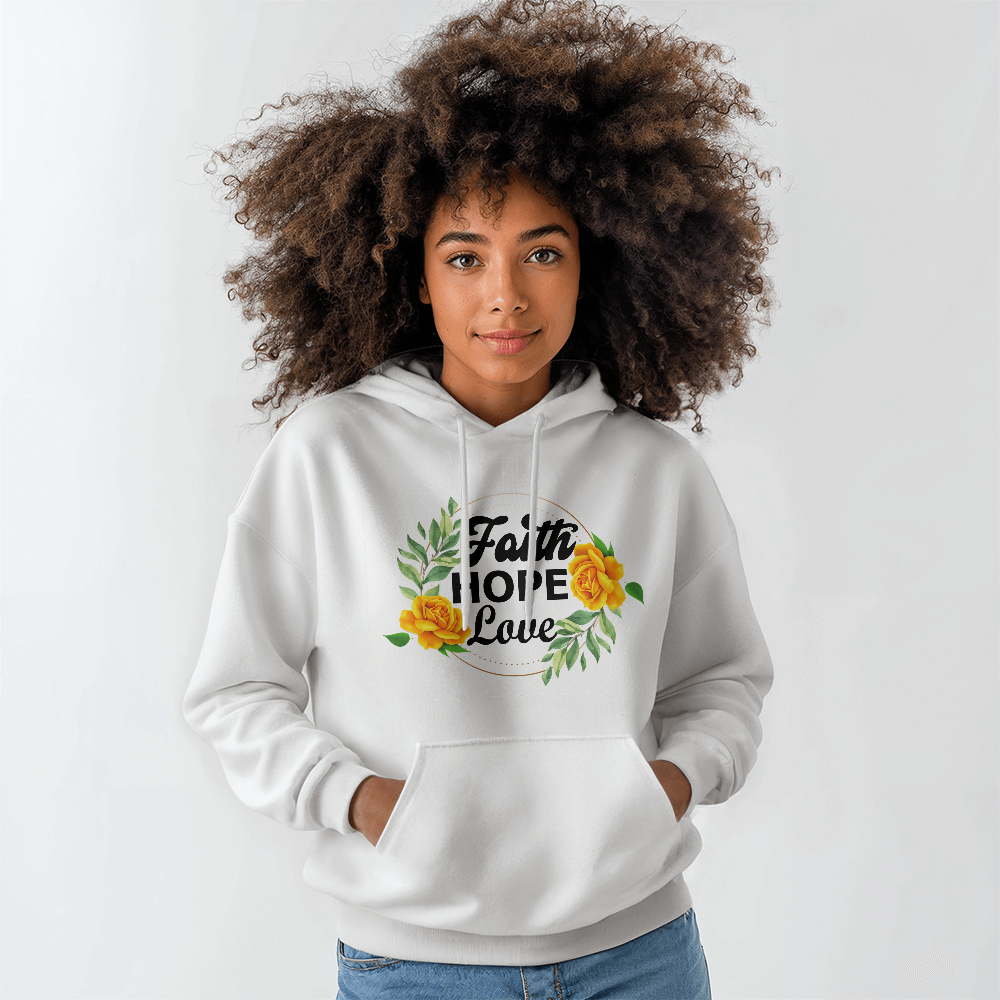 Faith Hope Love - Gildan 18500 Unisex Hooded Sweatshirt Front Print - Gift for Her - Gift for Him