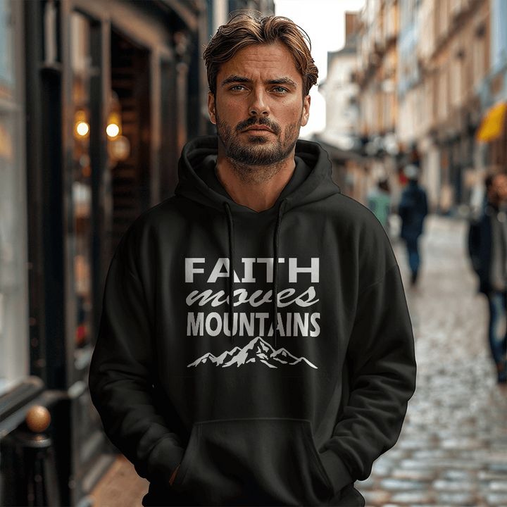 Faith Moves Mountains (White) Hooded Sweatshirt – Gift for Her - Gift for Him