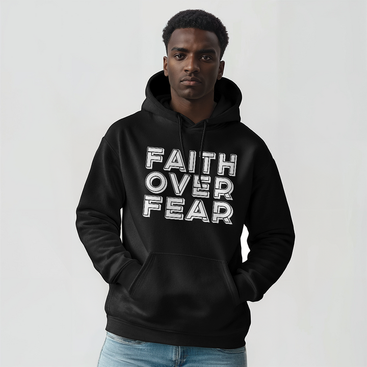 Faith Over Fear (White) – Hooded Sweatshirt – Gift for Her - Gift for Him