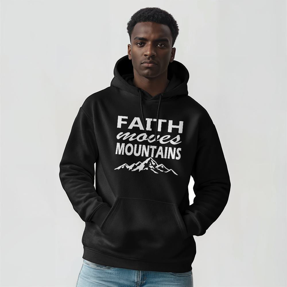 Faith Moves Mountains (White) Hooded Sweatshirt – Gift for Her - Gift for Him