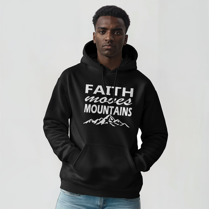 Faith Moves Mountains (White) Hooded Sweatshirt – Gift for Her - Gift for Him