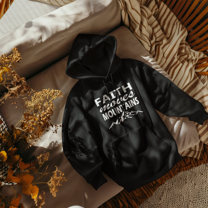 Faith Moves Mountains (White) Hooded Sweatshirt – Gift for Her - Gift for Him