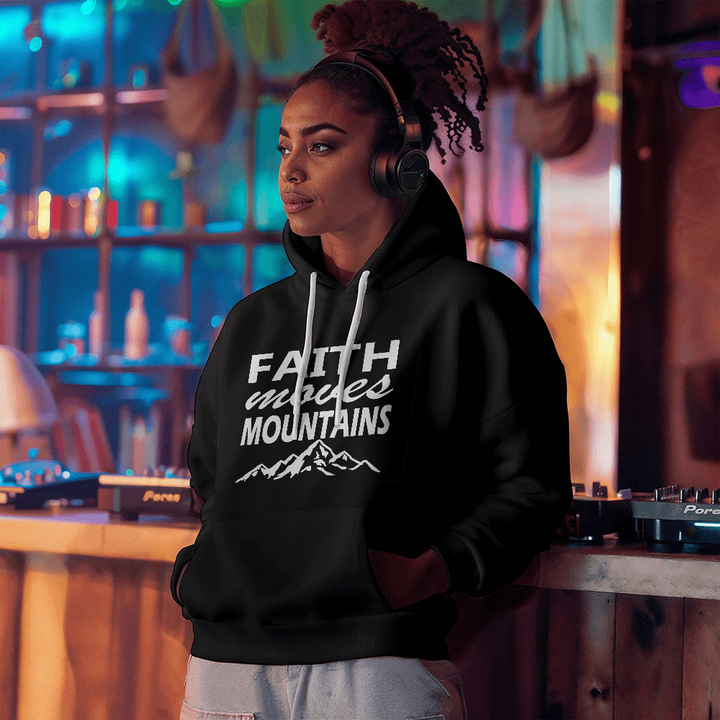 Faith Moves Mountains (White) Hooded Sweatshirt – Gift for Her - Gift for Him