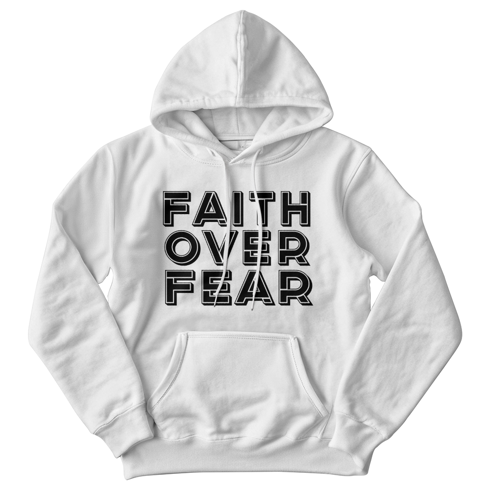 Faith Over Fear (Black) - Gildan 18500 Unisex Hooded Sweatshirt Front Print - Gift for Her - Gift for Him