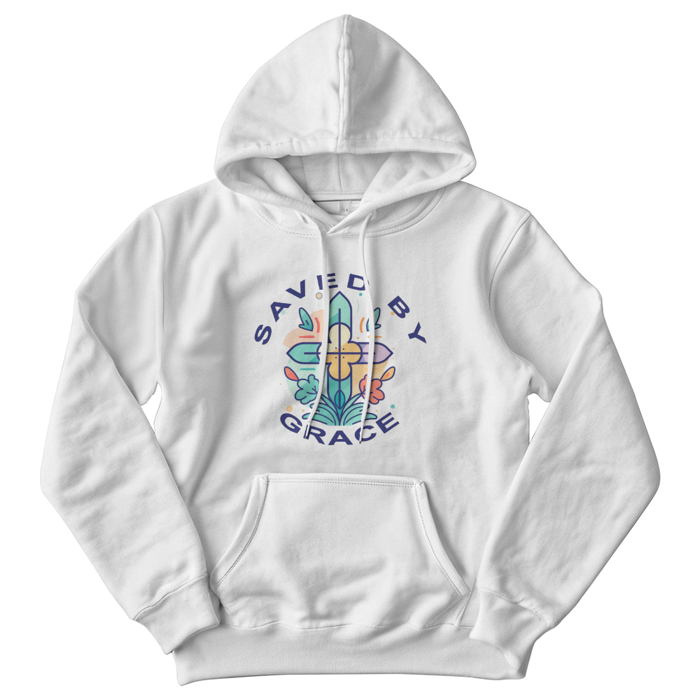 Saved By Grace - Gildan 18500 Unisex Hooded Sweatshirt Front Print - Gift for Her