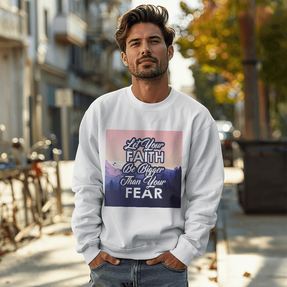 Let Your Faith Be Bigger Than Your Fear Unisex Crewneck Sweatshirt – Gift for Her - Gift for Him