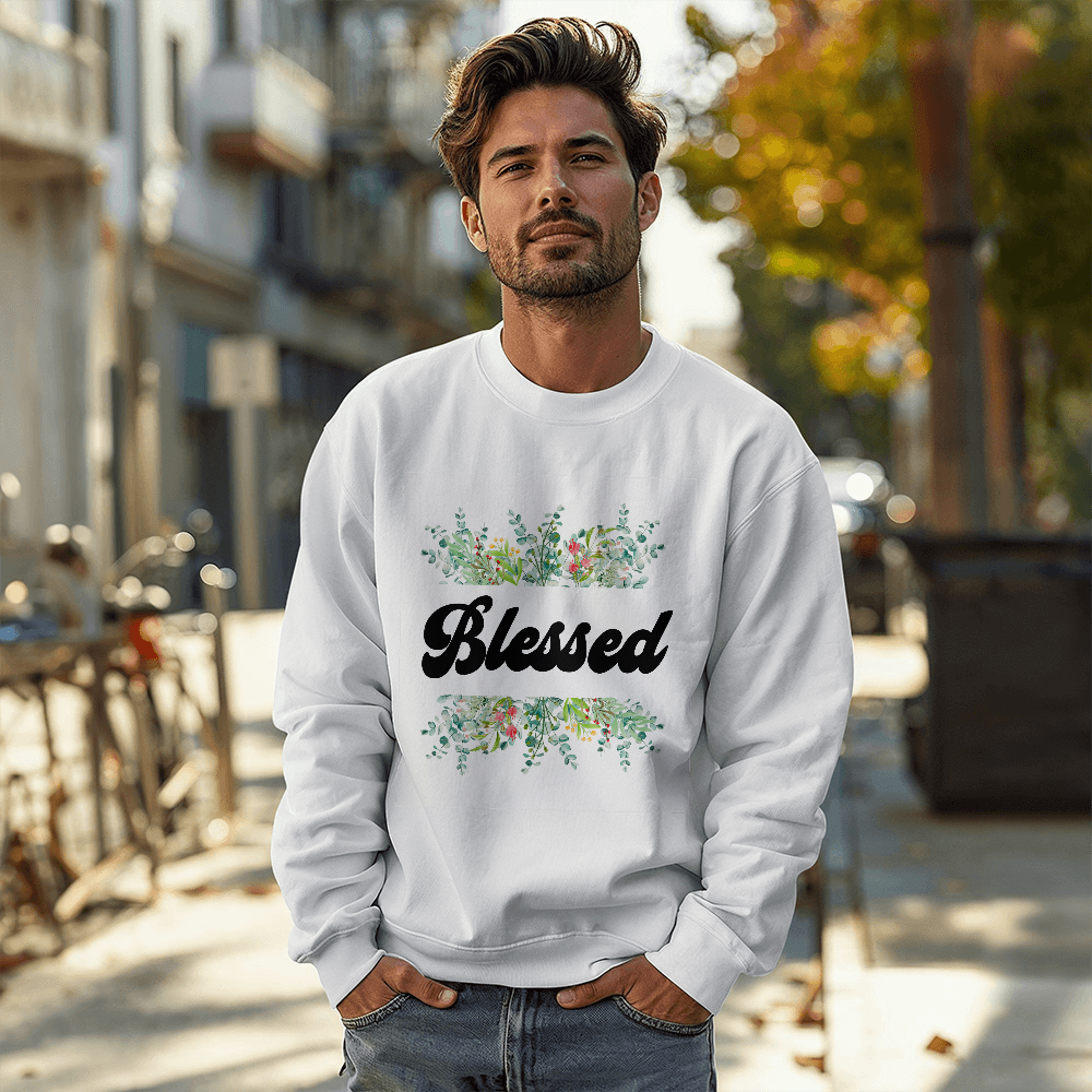 Blessed - Gildan 18000 Unisex Crewneck Sweatshirt Front Print - Gift for Her