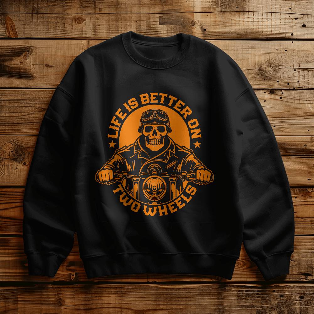 Life Is Better On Two Wheels - Gildan 18000 Unisex Crewneck Sweatshirt Front Print Design - Gift for Her - Gift for Him