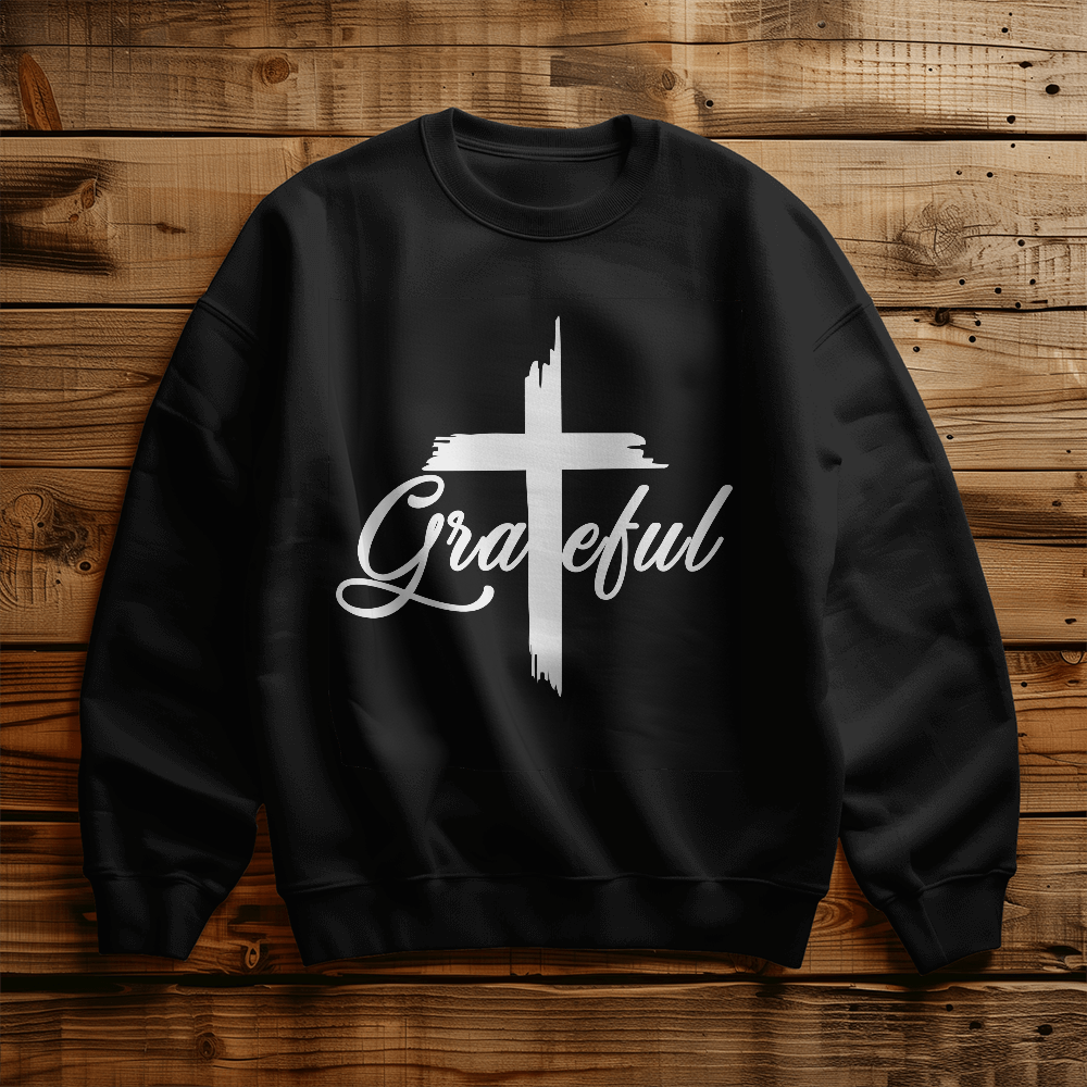 Grateful - Gildan 18000 Unisex Crewneck Sweatshirt Front Print - Gift for Her - Gift for Him
