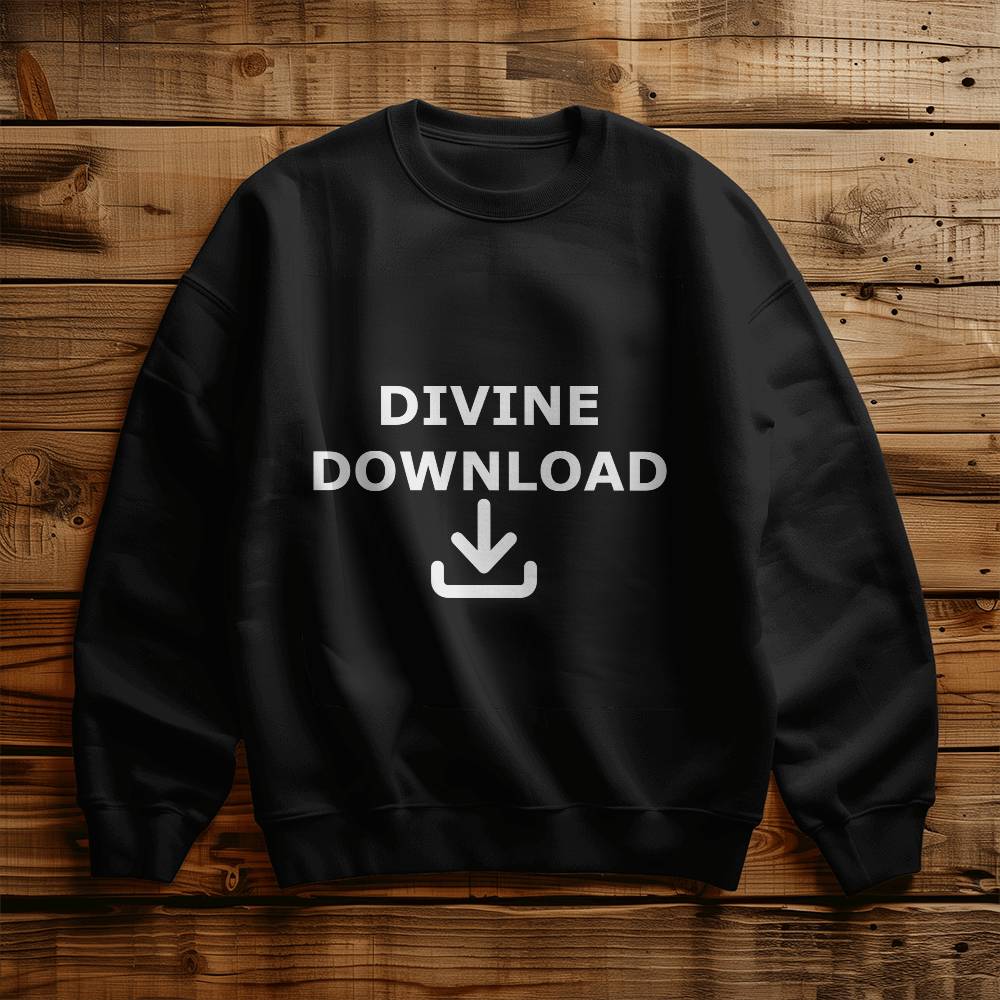 Divine Download (White) - Gildan 18000 Unisex Crewneck Sweatshirt Front Print - Gift for Her - Gift for Him