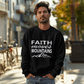 Faith Moves Mountains (White) - Gildan 18000 Unisex Crewneck Sweatshirt Front Print - Gift for Her - Gift for Him