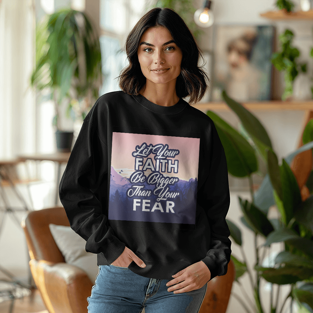 Let Your Faith Be Bigger Than Your Fear Unisex Crewneck Sweatshirt – Gift for Her - Gift for Him