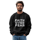 Faith Over Fear (White) - Gildan 18000 Unisex Crewneck Sweatshirt Front Print - Gift for Her - Gift for Him