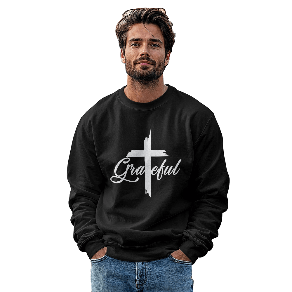 Grateful - Gildan 18000 Unisex Crewneck Sweatshirt Front Print - Gift for Her - Gift for Him