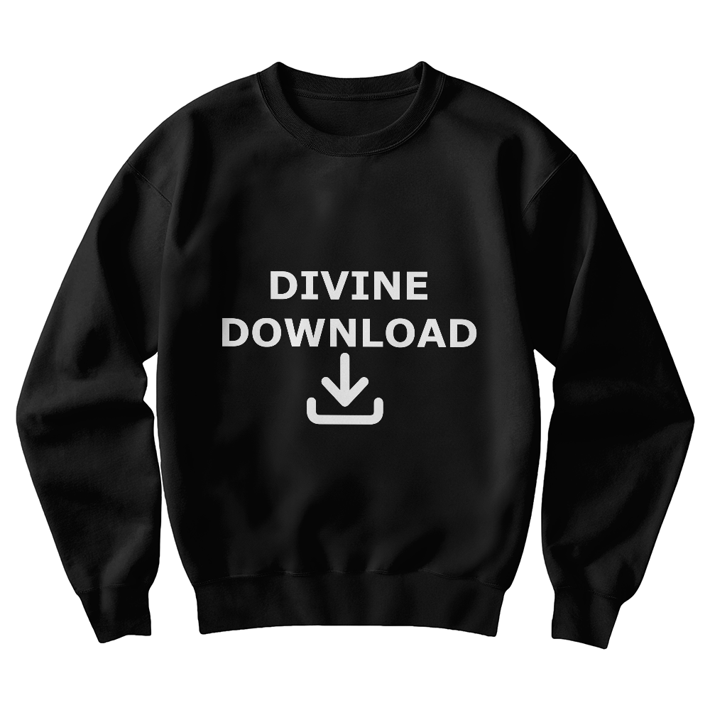 Divine Download (White) - Gildan 18000 Unisex Crewneck Sweatshirt Front Print - Gift for Her - Gift for Him