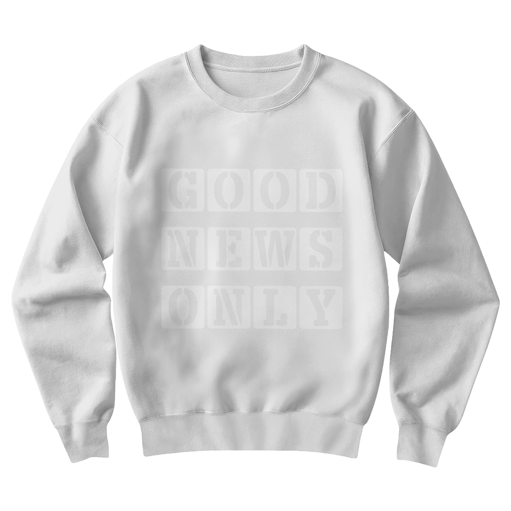 Good News Only (White) - Gildan 18000 Unisex Crewneck Sweatshirt Front Print - Gift for Her - Gift for Him
