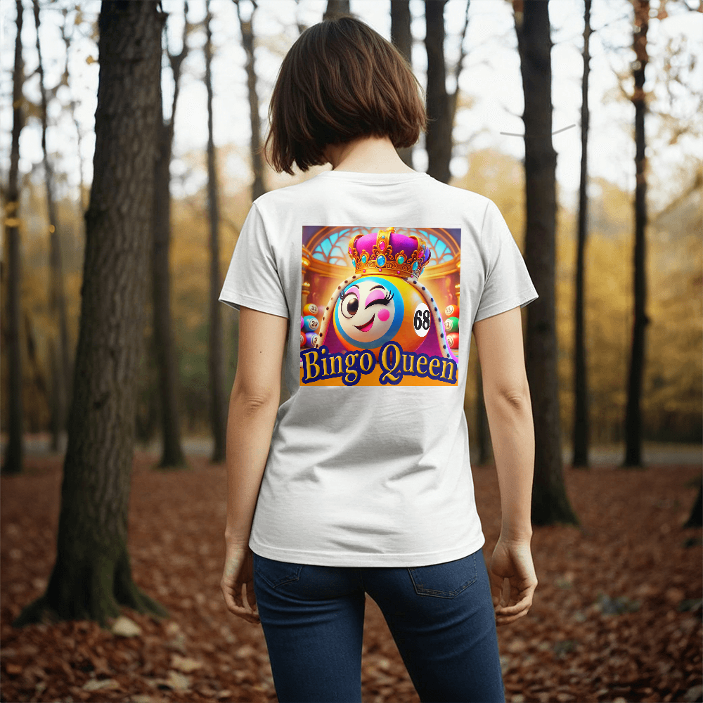 Bingo Queen - Bella + Canvas 3001 Unisex T-shirt Back Print - Gift for Her