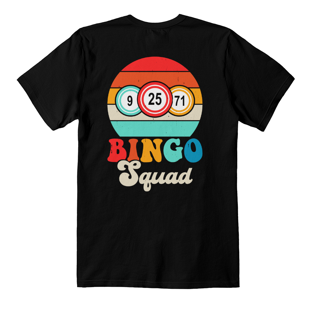 Bingo Squad - Bella + Canvas 3001 Unisex T-shirt Back Print - Gift for Her - Gift for Him