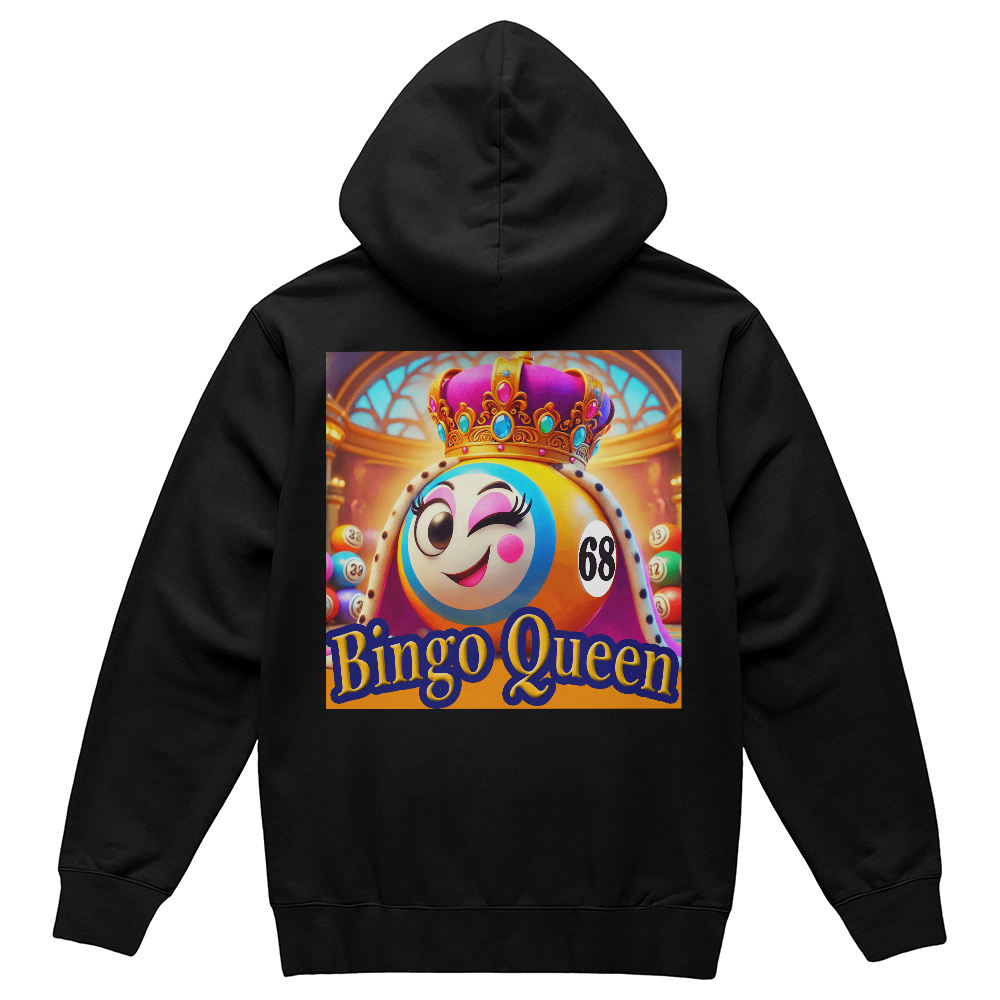 Bingo Queen - Bella + Canvas 3719 Pullover Fleece Hoodie Back Print - Gift for Her