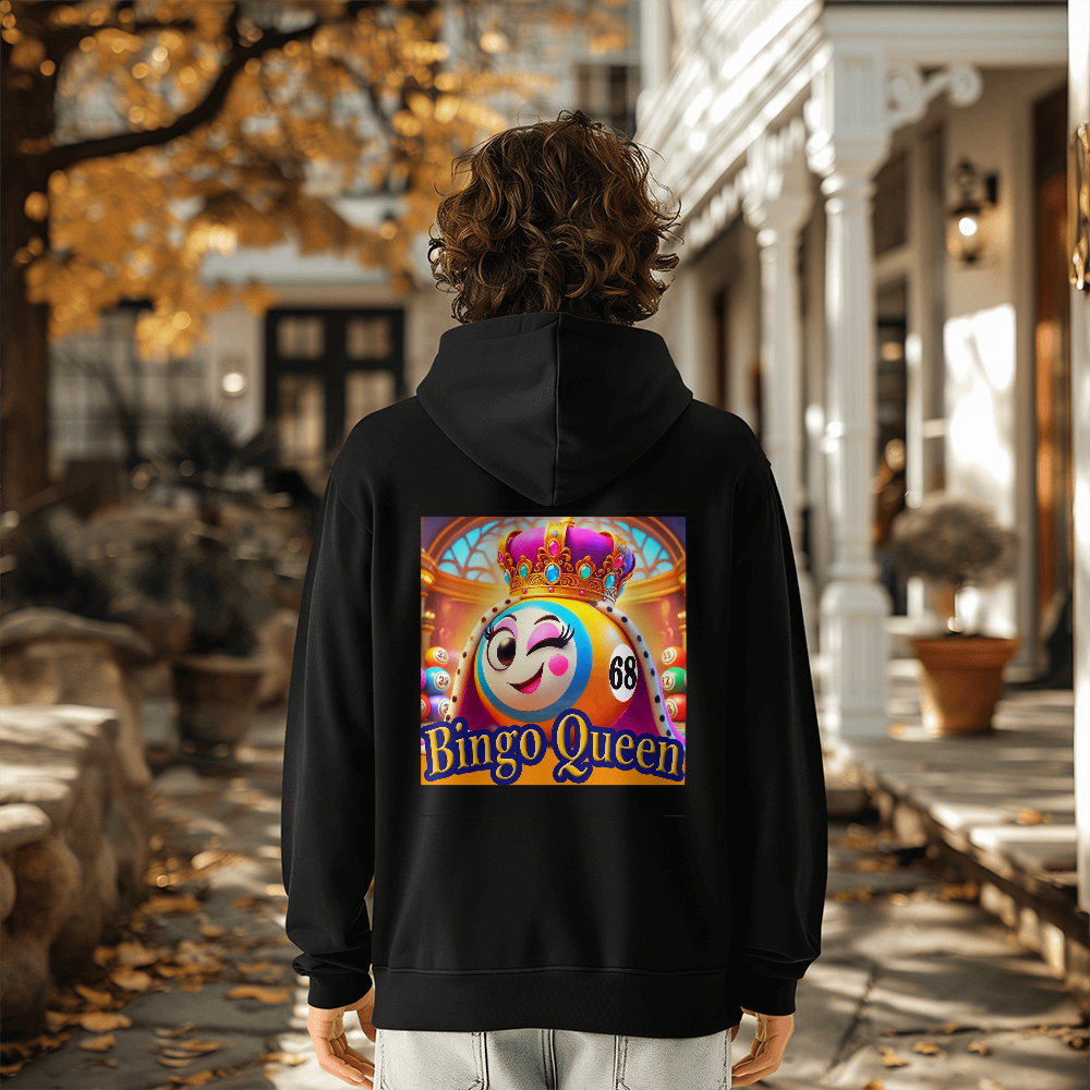 Bingo Queen - Bella + Canvas 3719 Pullover Fleece Hoodie Back Print - Gift for Her