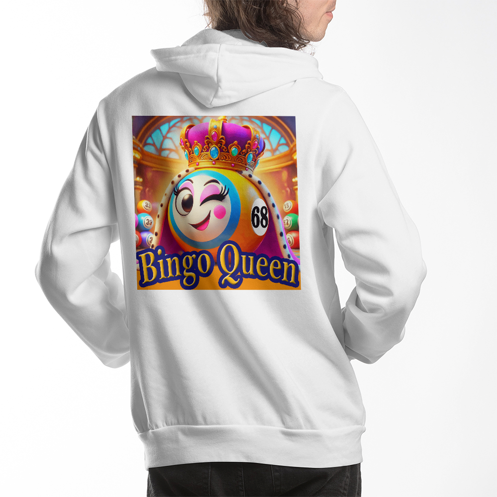 Bingo Queen - Bella + Canvas 3719 Pullover Fleece Hoodie Back Print - Gift for Her