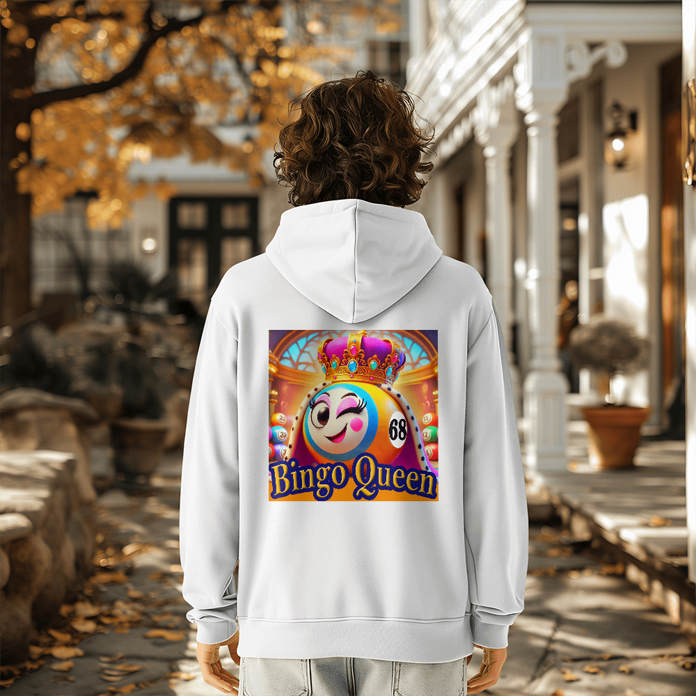 Bingo Queen - Bella + Canvas 3719 Pullover Fleece Hoodie Back Print - Gift for Her