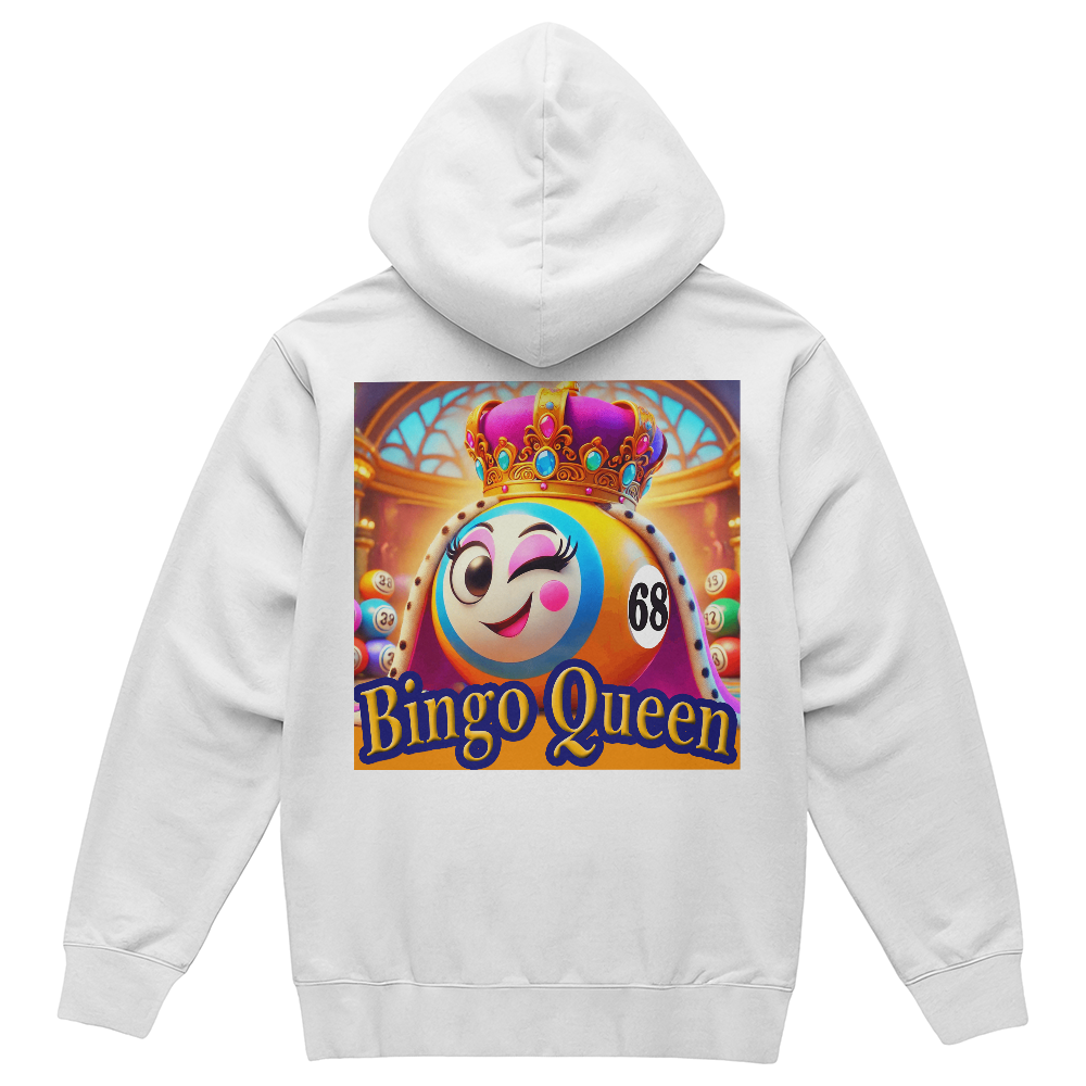 Bingo Queen - Bella + Canvas 3719 Pullover Fleece Hoodie Back Print - Gift for Her