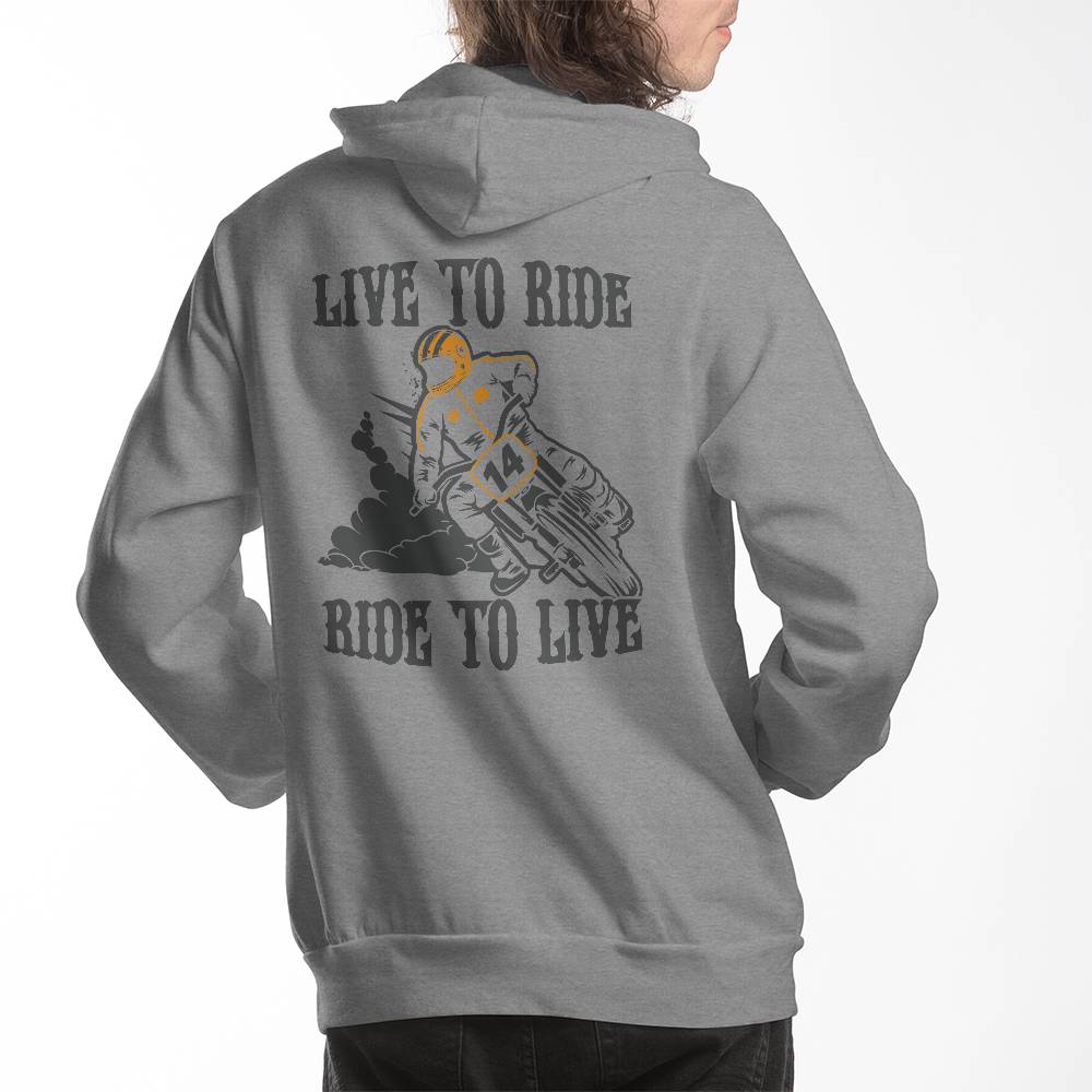 Live To Ride, Ride To Live (WHITE) - Bella + Canvas 3719 Unisex Pullover Hoodie Back Print Design  - Gift for Dad - Gift for Him