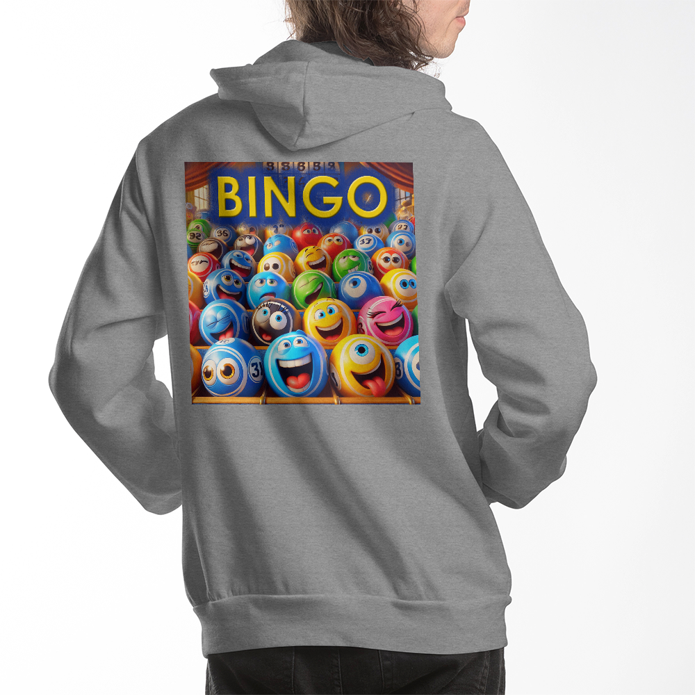 Bingo 1 - Bella + Canvas 3719 Pullover Fleece Hoodie Back Print - Gift for Her - Gift for Him