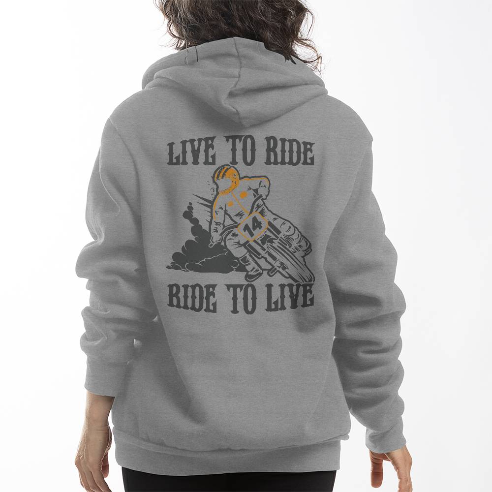 Live To Ride, Ride To Live (WHITE) - Bella + Canvas 3719 Unisex Pullover Hoodie Back Print Design  - Gift for Dad - Gift for Him