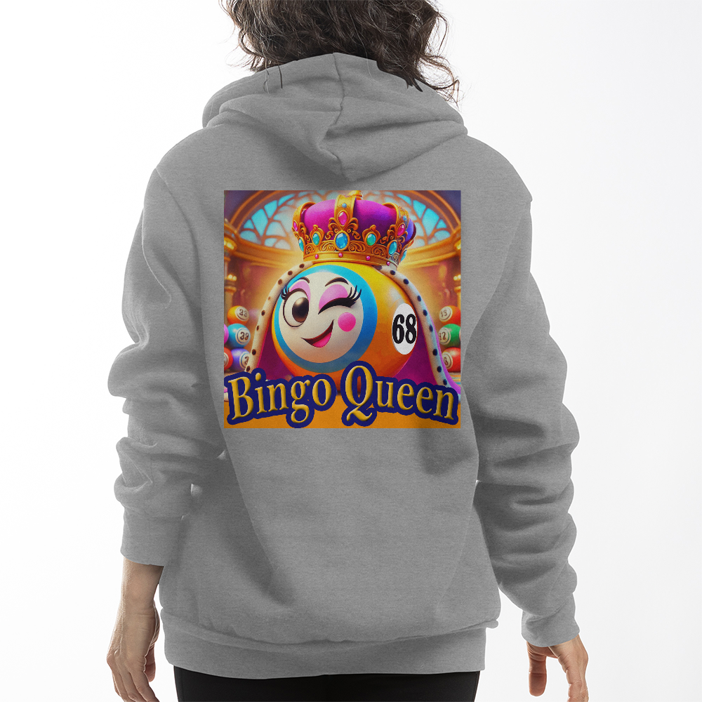 Bingo Queen - Bella + Canvas 3719 Pullover Fleece Hoodie Back Print - Gift for Her