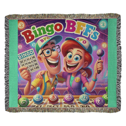 Bingo BFFS 2 - Heirloom Artwork Woven Blanket (Landscape) - Gift for Her - Gift for Him