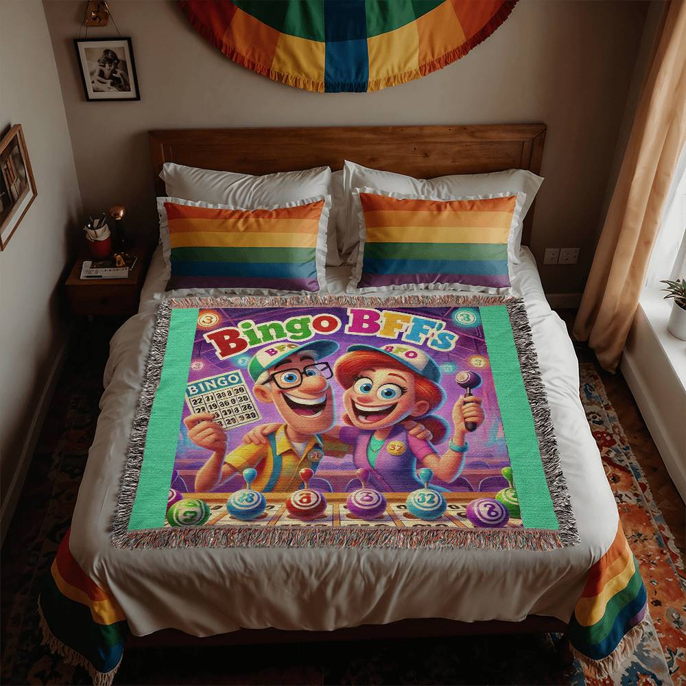 Bingo BFFS 2 - Heirloom Artwork Woven Blanket (Landscape) - Gift for Her - Gift for Him