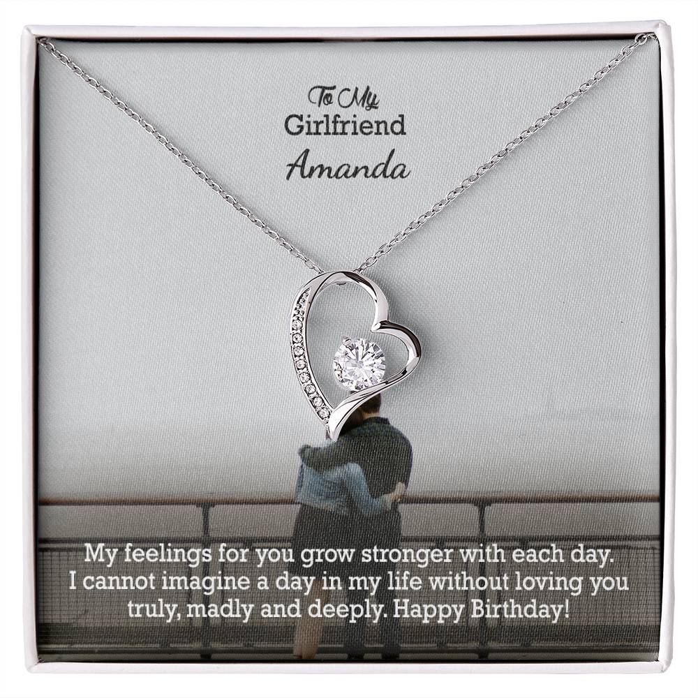 To My Girlfriend, My Feelings For You Grow Stronger With Each Day - Happy Birthday - Forever Love Necklace - Gift for Girlfriend