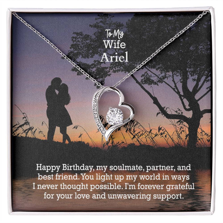 To My Wife, Happy Birthday, My Soulmate, Partner &amp; Best Friend - Forever Love Necklace - Gift for Wife