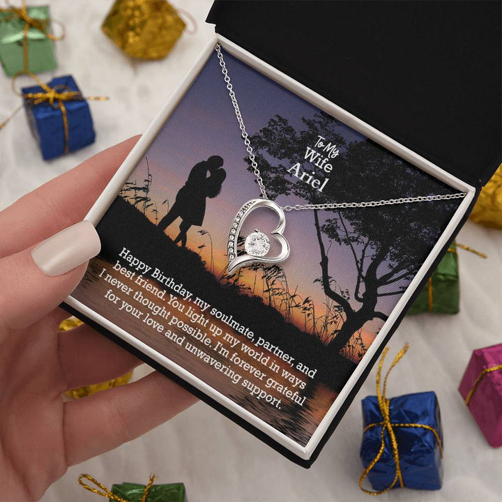 To My Wife, Happy Birthday, My Soulmate, Partner &amp; Best Friend - Forever Love Necklace - Gift for Wife