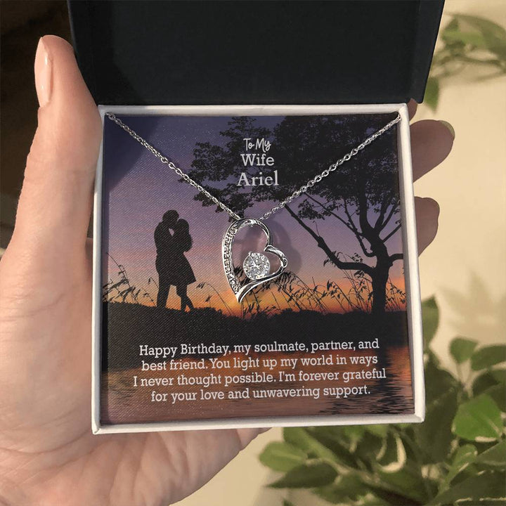 To My Wife, Happy Birthday, My Soulmate, Partner &amp; Best Friend - Forever Love Necklace - Gift for Wife
