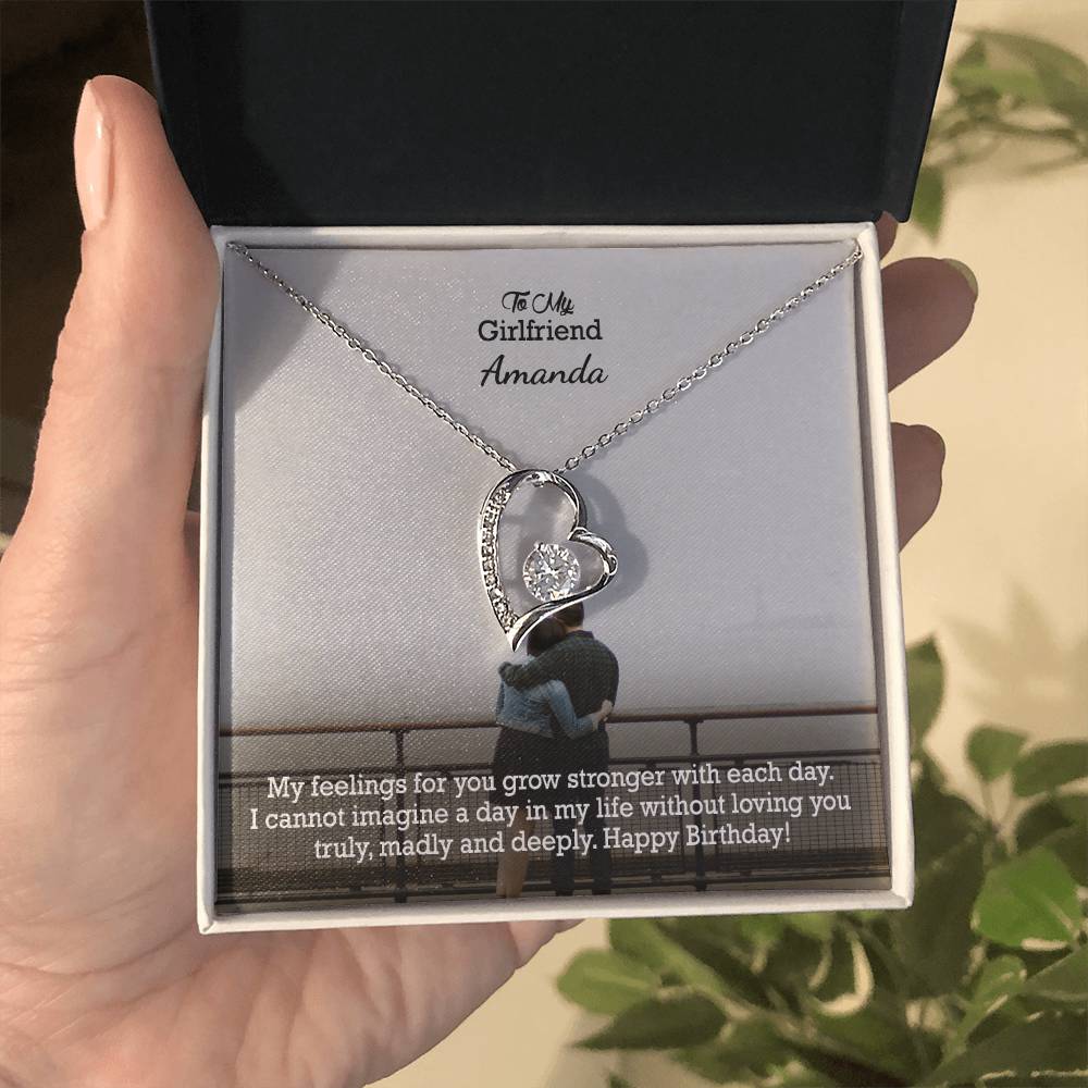 To My Girlfriend, My Feelings For You Grow Stronger With Each Day - Happy Birthday - Forever Love Necklace - Gift for Girlfriend