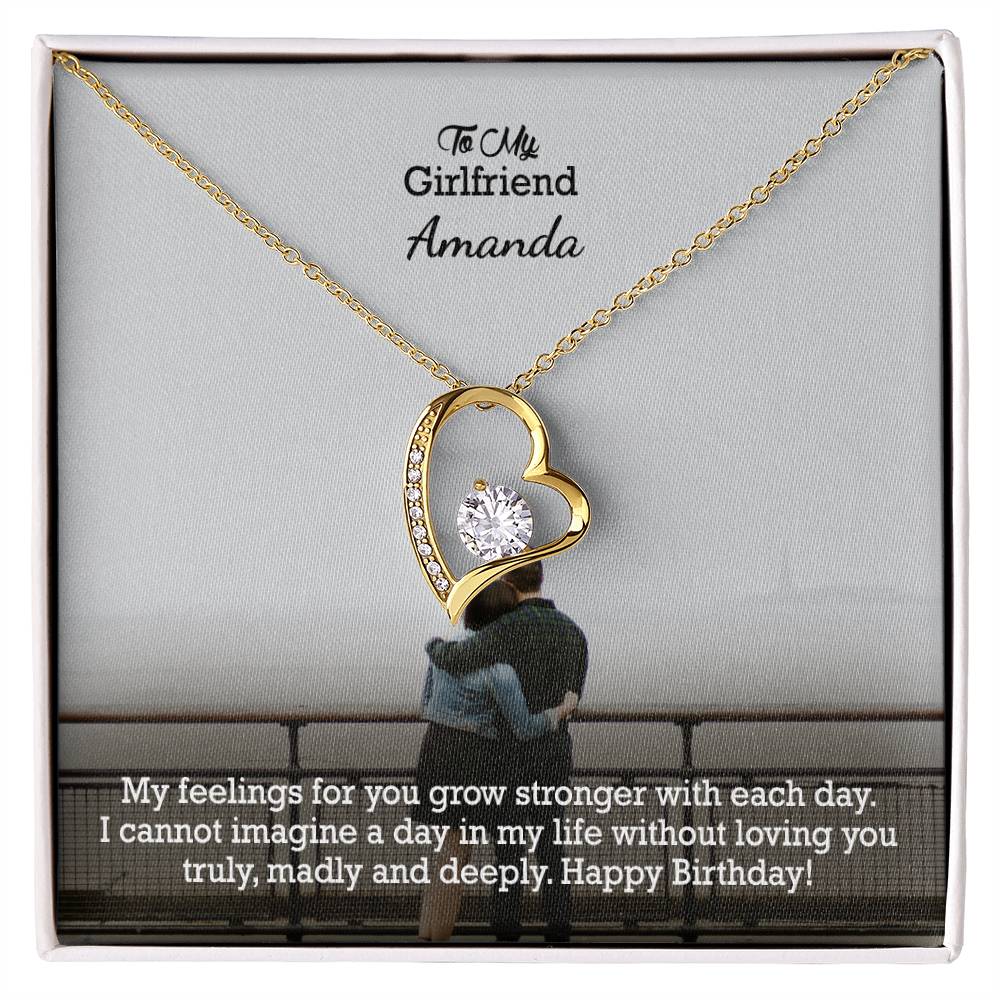 To My Girlfriend, My Feelings For You Grow Stronger With Each Day - Happy Birthday - Forever Love Necklace - Gift for Girlfriend