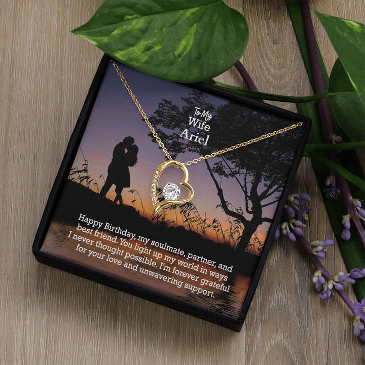 To My Wife, Happy Birthday, My Soulmate, Partner &amp; Best Friend - Forever Love Necklace - Gift for Wife