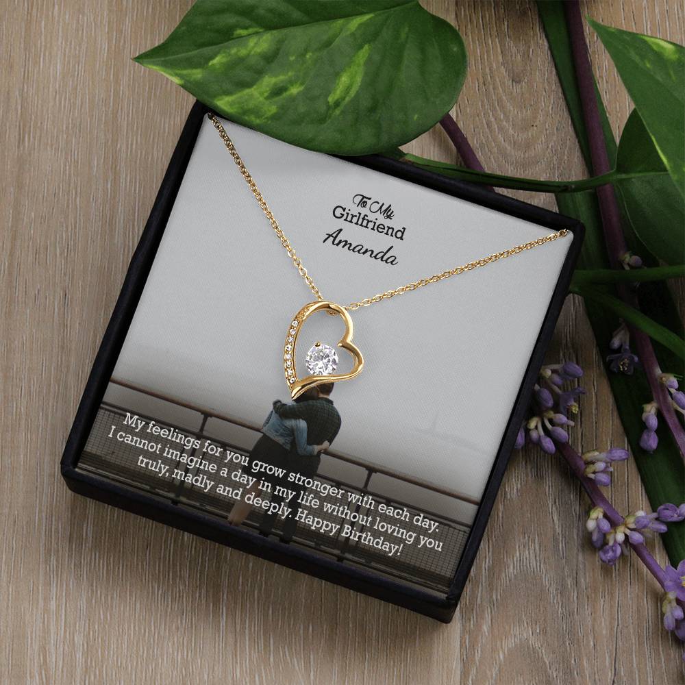 To My Girlfriend, My Feelings For You Grow Stronger With Each Day - Happy Birthday - Forever Love Necklace - Gift for Girlfriend