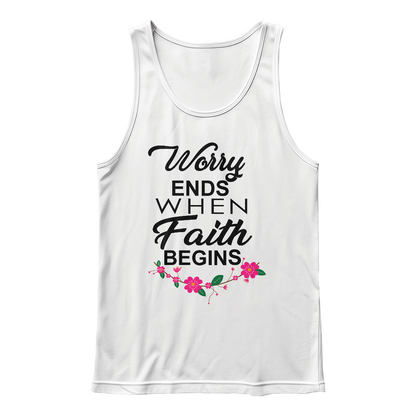 Worry Ends When Faith Begins - 3480 Bella + Canvas Unisex Jersey Tank Front Print - Gift for Her