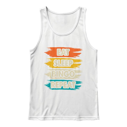 Eat Sleep Bingo Repeat - 3480 Bella + Canvas Unisex Jersey Tank Front Print - Gift for Her - Gift for Him