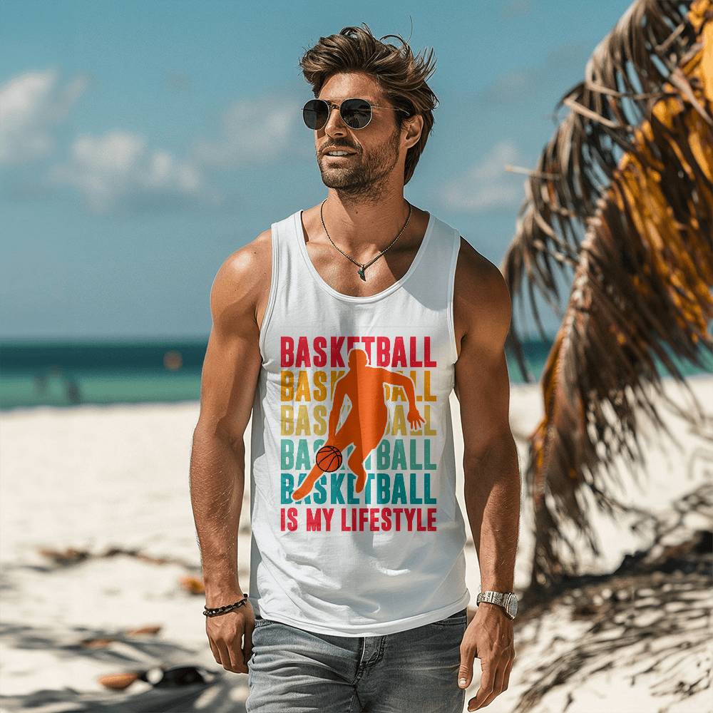 Basketball Is My Lifestyle - 3480 Bella + Canvas Unisex Jersey Tank Front Print Design - Gift for Her - Gift for Him