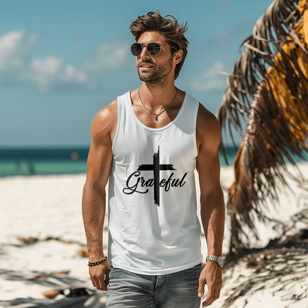 Grateful (Black) Tank Top – Gift for Her - Gift for Him