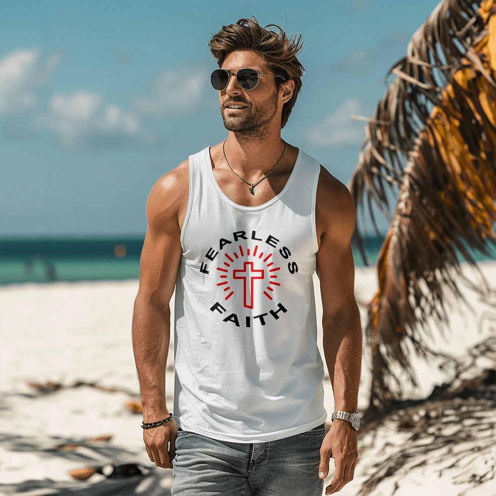 Fearless Faith - 3480 Bella + Canvas Unisex Jersey Tank Front Print - Gift for Her - Gift for Him